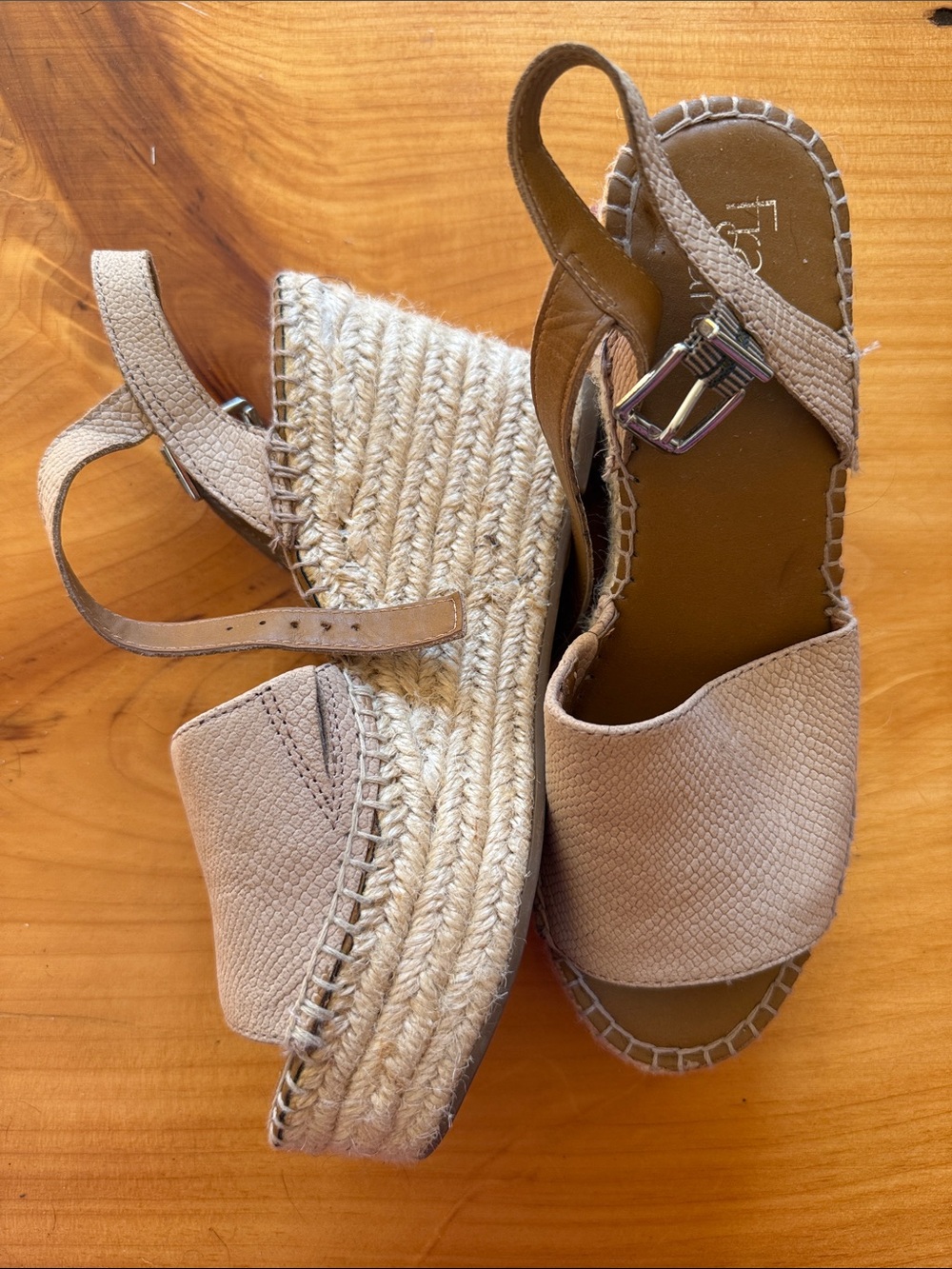 Franco Sarto Taupe Espadrille Wedge Sandals